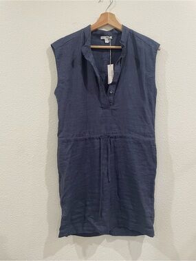 NWT James Perse 100% Linen Blue  Button-Up Dress Size 0